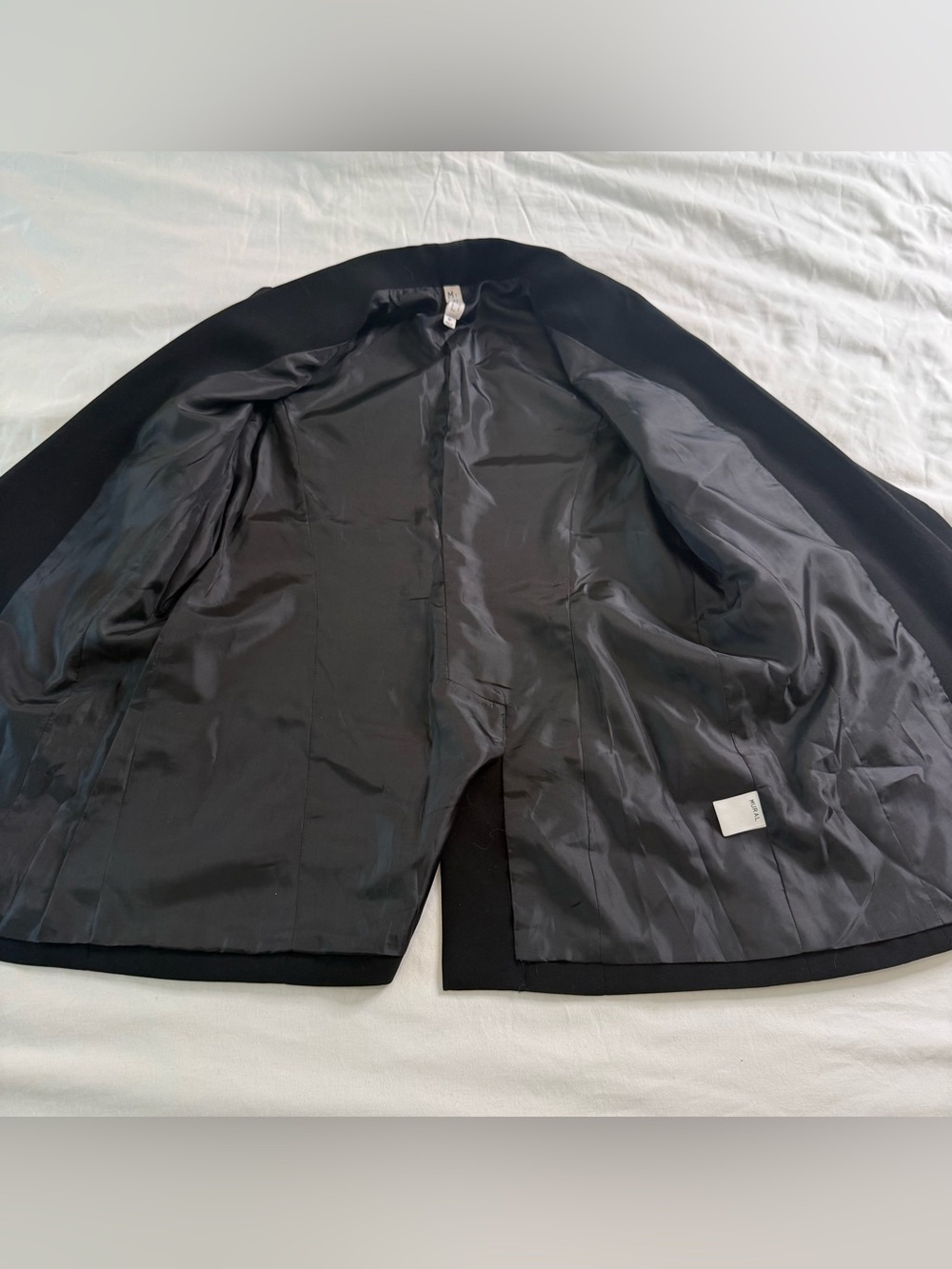 Mural Black Shawl Collar Open Front Blazer Quiet Luxury Minimalist Jacket M - Picture 7 of 12